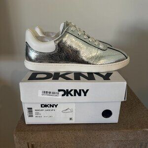 DKNY Silver Metallic Low-Top Sneakers